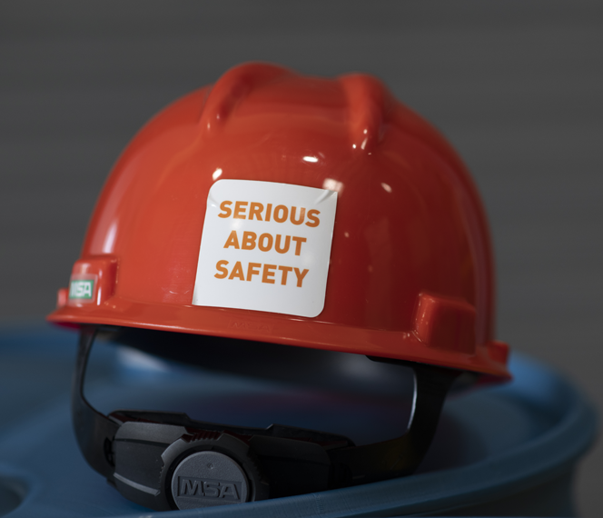 Red safety hard hat