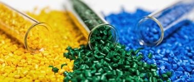 Small plastic coloured beads with test tubes