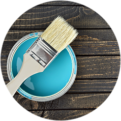 Paint bucket and paint brush